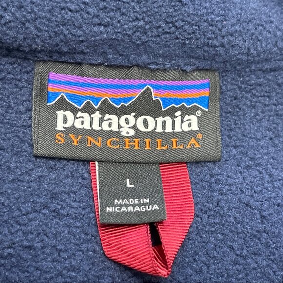 Patagonia Mens Navy Blue Fleece Full-Zip Jacket Polartec Trim-Fit Sz L - Picture 8 of 10
